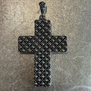 John Hardy jaislemier large cross pendant in sterling silver and 18 k gold